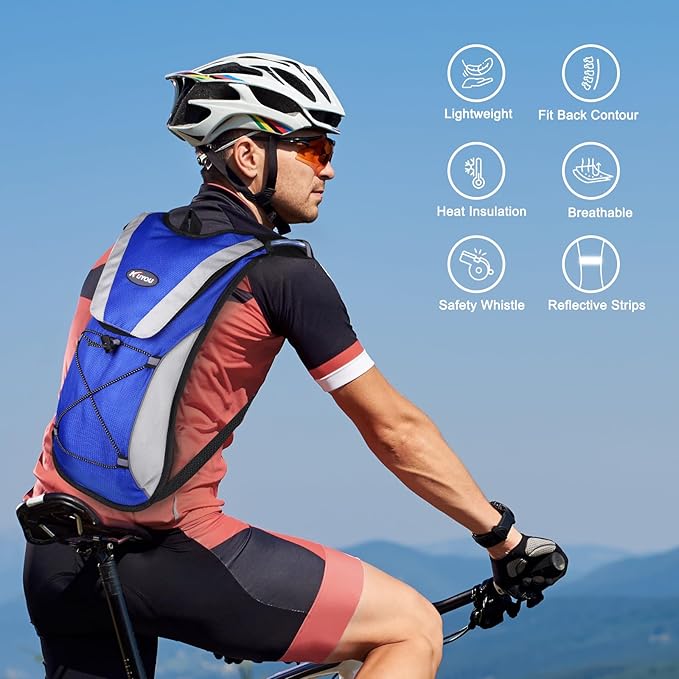 KUYOU Running Hydration Vest - Lightweight Insulated Hydration Backpack with 2L Water Bladder, Adjustable Chest Straps and Reflective Water Backpack for Trail Running Marathon Race Hiking Cycling