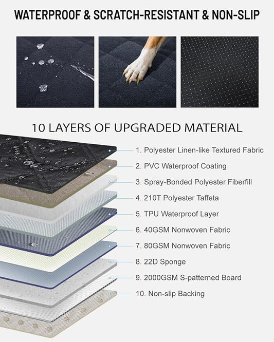 Back Seat Extender for Dog, Waterproof Dog Car Seat Cover for Back Seat, Hard Bottom Car Seat Cover, Large-Space Hammock for Car Truck SUV, Pet Seat Cover Holds 450lbs(Black)