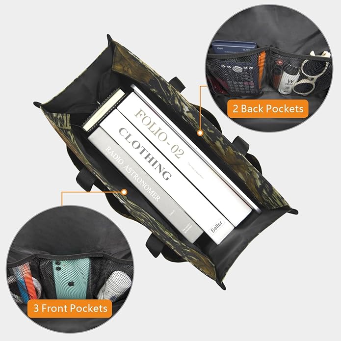 TOPDesign Utility Water Resistant Tote Bag with 13 Pockets, Top Zipper Closure & Thick Bottom Support, for Working Women