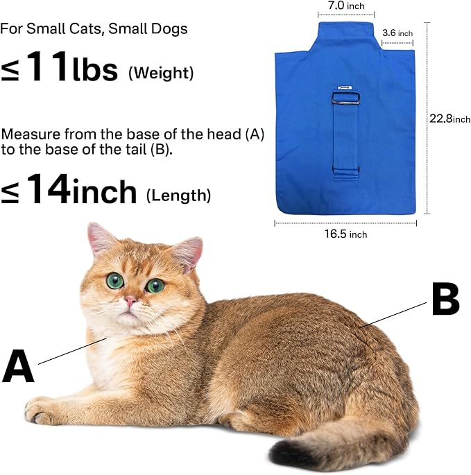 Amkune [Cozy Travel] Cat Carrier Pouch, Soft Cat Carrier for Small Cats, Kitten Carrying Bag, Restraint Bag for Nail Trimming, Vet Visits, Giving Meds, Car Travel - Klein Blue Upgrade