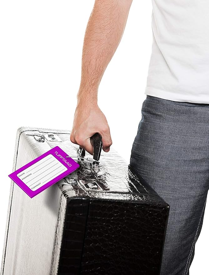 Luggage Tags Business Card Holder by TUFFTAAG - Durable Travel ID Bag Tag in Multiple Color Options, Perfect for Suitcases, Backpacks, and Carry-Ons, Easy Identification, Secure and Stylish