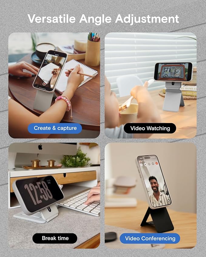 MOFT Phone Tripod Stand Selfie Stick for iPhone, Multi-Angles iPhone Stand, Lightweight & Portable Phone Holder, Strong Magnets, MOVAS Vegan Leather, Travel Essentials, Taupe (Without Card Slot)