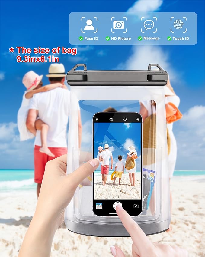 Waterproof Phone Pouch for iPhone 16 15 14 11 Pro Max & Galaxy S24 S21 - Floating Large Capacity Dry Bag Stores Sunscreen, Sunglasses - Oversized Waterproof Bag for Beach, Swimming, Kayaking