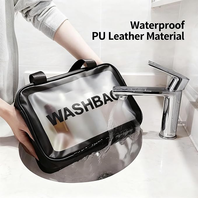 Travel Toiletry Bag for Women and Men, Matte Translucent Toiletry Waterproof Toiletry Bag, Makeup Cosmetic Organizer Bag for Travel Toiletries Accessories Black