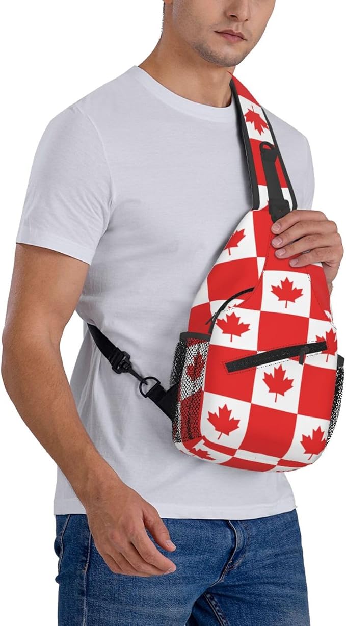 GJXFLSY Canada Flag Pattern Sling Backpack Crossbody Bag Casual Chest Bags Travel Hiking Daypack Shoulder Bag for Women Men
