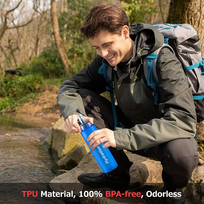 Azarxis TPU Soft Flask Collapsible Water Bottles BPA-Free 250ml 350ml 500ml 600ml for Hydration Vest Pack Running Hiking Cycling Climbing