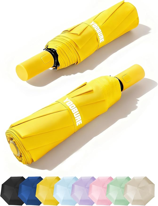 Yoobure Automatic Travel Umbrellas for Rain - Portable & Compact Umbrella for Backpack, Car, UV Umbrellas for Sun Protection, Windproof Folding Small Umbrella in Macaron for Kids, Women, Colorful