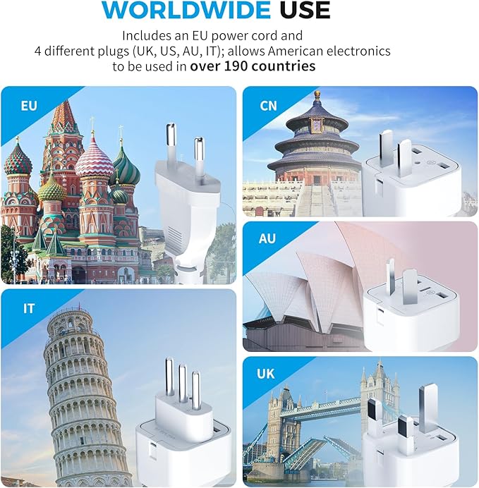 [Game-Changer] DOACE 500W Max 220V to 110V Converter, 50Hz to 60Hz Voltage Converter for European Travel, 100% Pure Sine Wave Voltage Converter US to Europe for CPAP Hair Straightener Laptop Phone