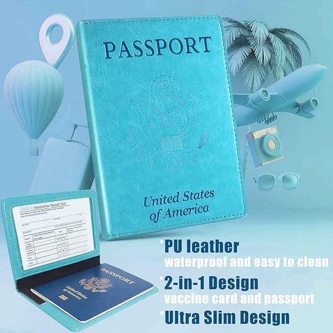 Sizobi Leather Passport Holder - Covers Case With Card Slot, Luggage Tag, International Travel Essentials for Women & Men, Cruise Ship Must-Haves, Travel Gifts