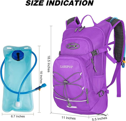 LARIPOP Hydration Backpack, 18L Hiking Backpack with 2L Water Bladder, Lightweight Water Pack for Cycling, Hiking, Biking
