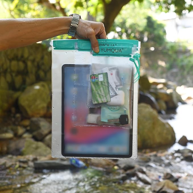 YUMQUA Clear Waterproof Bags, Water Tight Cases Pouch Dry Bags for Camera Mobile Phone Maps Pouch Kayak Military Boating Document Holder