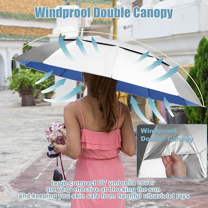 62/54/46 Inch Umbrellas for Rain Large Travel Compact Golf Umbrella Inverted Windproof Double Canopy 10 Ribs Automatic Open/Close UPF50+ Sun UV Protection