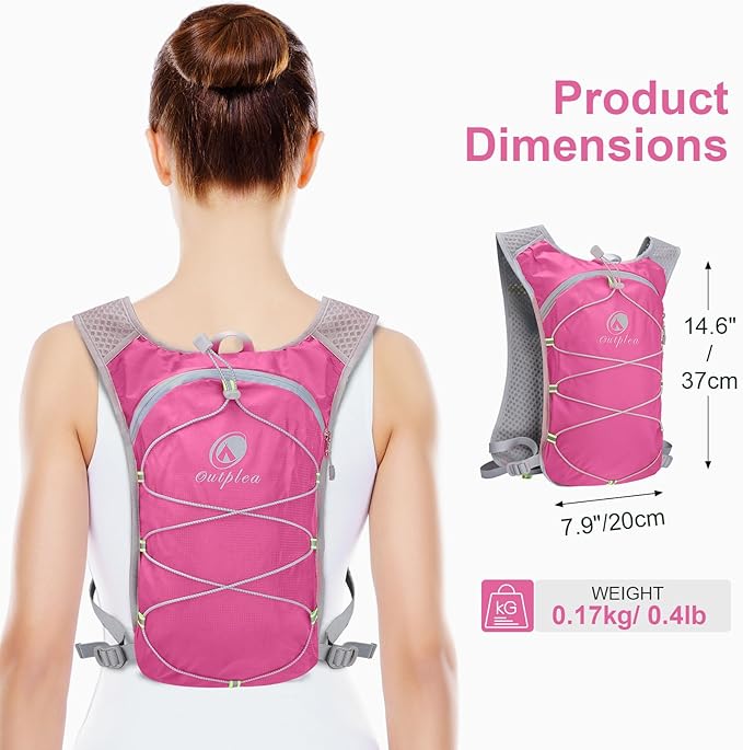 Small Lightweight Running Hydration Vest with 2L Water Bladder for Race, Lightweight Water Backpack Hydropack for Hiking