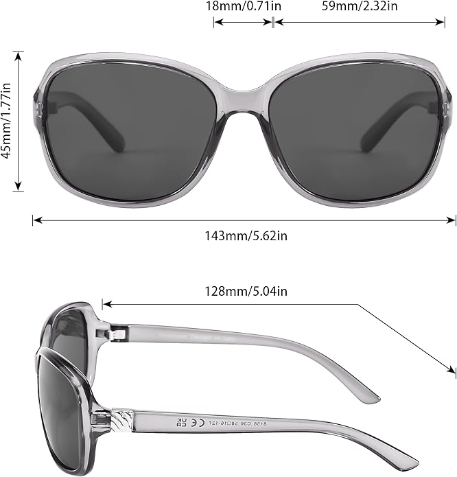 SIPHEW Polarized Sunglasses for Women | Vintage Square Sunglasses w UV400 Protection | Womens Wraparound Shade