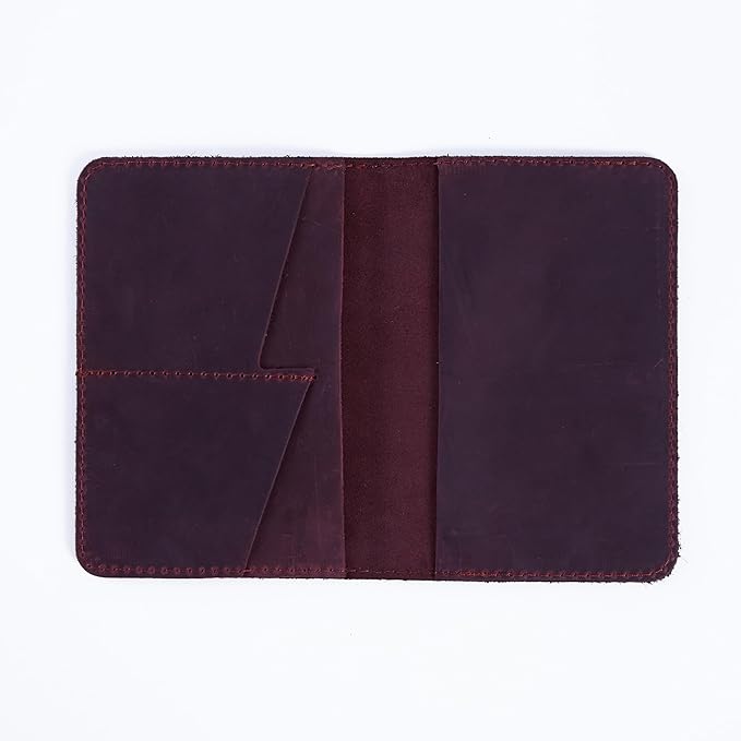 INCARNE Passport Cover - Travel Passport Wallet - Leather Passport Holder for Men Women Family with Card Slots & Note Compartmen - Sleeve Protector - Genuine Leather - Vintage Burgundy