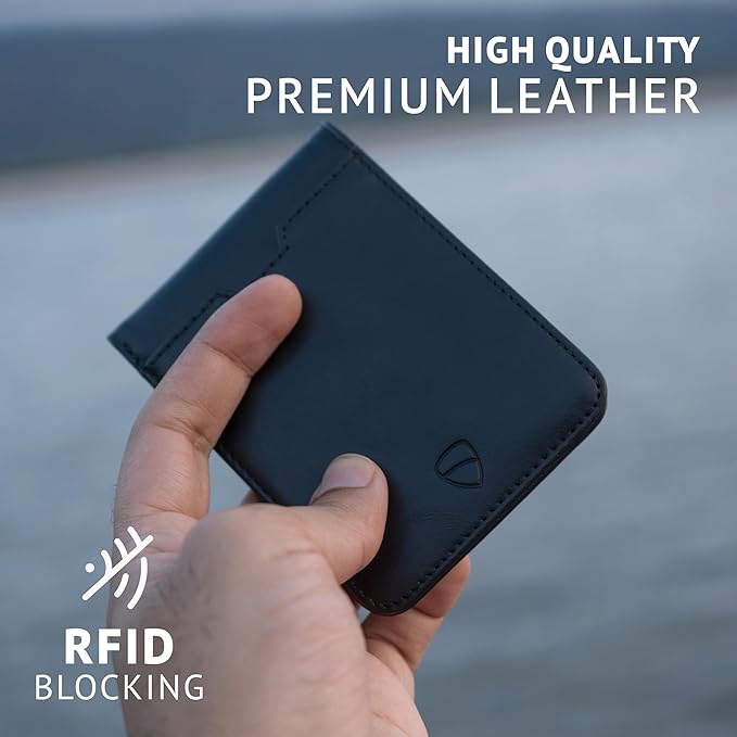 Vaultskin MANHATTAN ID Thin Leather Wallet with RFID Blocking and ID Window