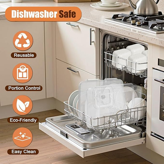 Dishwasher Safe Snackle Box Container, Portable Snacklebox for Veggie, Candy, Divided Serving Tray with Lid and Handle, 8 Compartment Fruit Platter for Party, Picnic, Travel