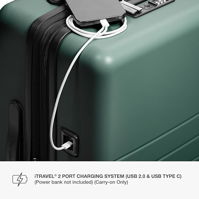 Traveler's Choice Markham Hardside Expandable Luggage with Double Spinner Wheels, Carry-On 21-Inch Suitcase, Green