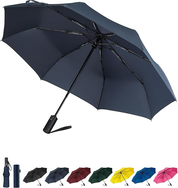 Windproof Travel Umbrella, Automatic Folding Compact Lightweight Umbrella for Women & Men, Durable and Portable, Fits Easily in Purse or Backpack