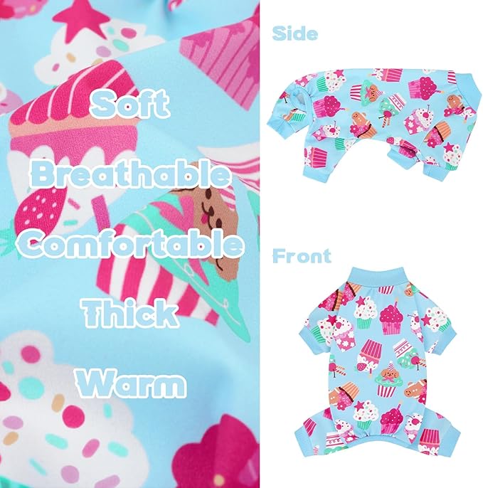 XPUDAC 4 Pack Dog Pajamas Cute Soft Dog Clothes for Small Medium Dogs Boy Girl Stretchy Pjs Jammies Outfit Puppy Onesies, X-Large
