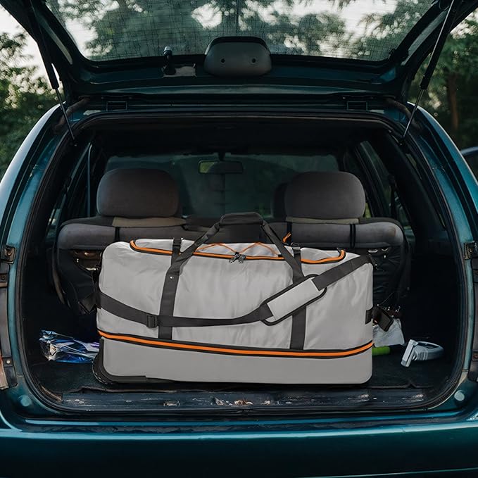 32” 1680D Oxford Foldable Duffle Bag with 2 Wheels,110L to 140L Expandable Soft Sided Rolling Travel Bag,Grey