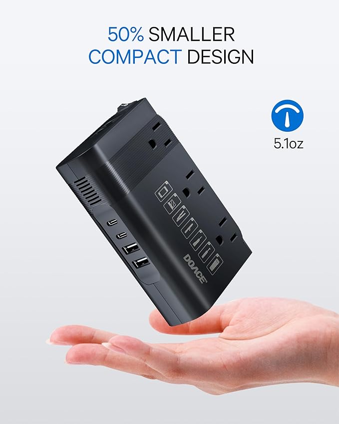 DOACE 220v to 110v Voltage Converter US to Europe: 350W 220 to 110 Voltage Converter for European Travel - International Power Adapter Plug Combo Step Down Transformer Black