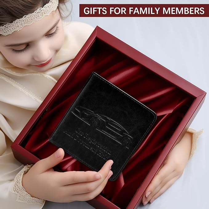 2-Pack Car Registration and Insurance Holder, Car Organization Vehicle Document Organizer with Magnetic Closure for Cards, License in Glove Box, Black