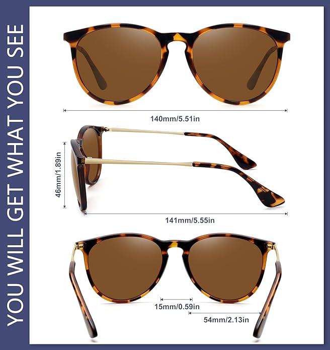 Retro sunglasses womens 2024 trendy round classic glasses