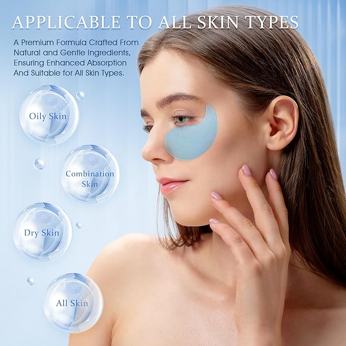 Under Eye Patches Masks - for Dark Circles, Puffy Eyes, Fine Lines, Wrinkles, Eye Bags Treatment with Collagen and Hyaluronic Acid,Firming & Cooling, Moisturizing and Hydrating (60 Pcs) Blue