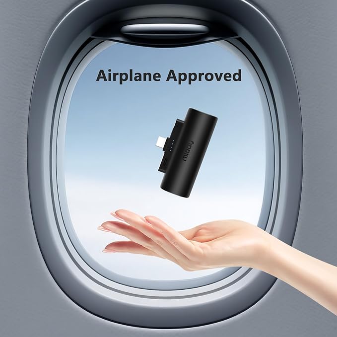 Miady 2-Pack 5000mAh Mini Portable Charger with Built-in Type C Connector, 5V 2.4A USB-C Output Fast Charging Small Power Bank, Compact Battery Pack Compatible with iPhone 17/16/15 Galaxy S24/S22 iPad