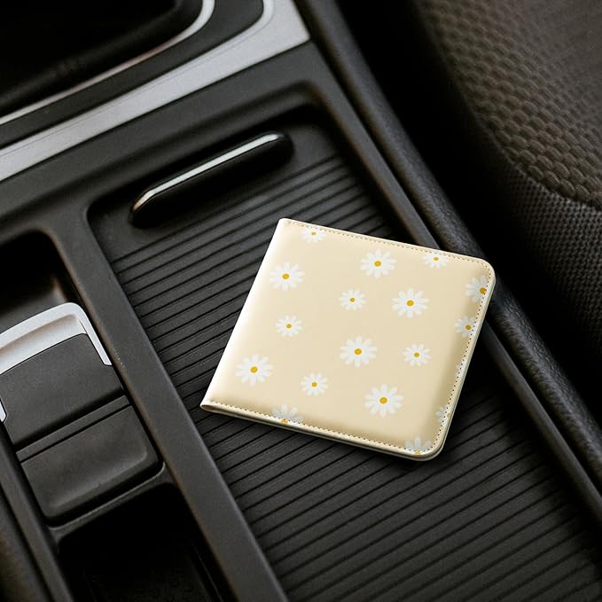 CoBak Car Registration and Insurance Holder - Small and Lightweight Vehicle Glove Box Car Organizer, Auto Truck Comparment Accessories Case for Essential Document, Driver License (Daisy)