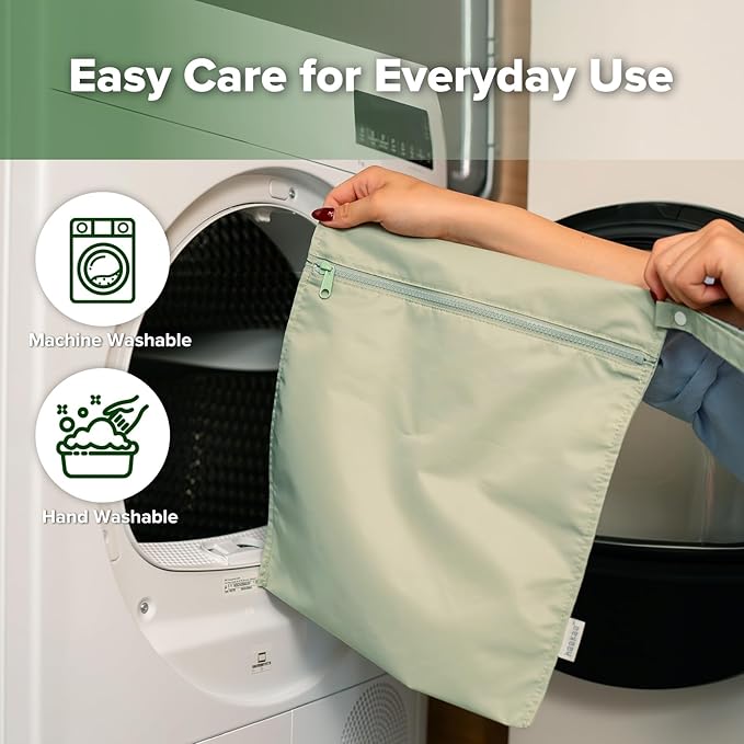 haakaa Waterproof Wet Bags for Baby Wet Dry Bags for Cloth Diaper, Swimsuit & Travel, 2pcs, Grass