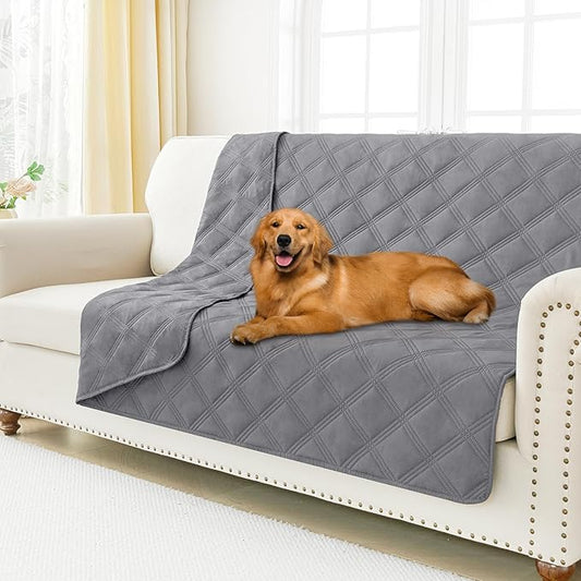 Smiry Waterproof Dog Bed Cover Blanket 68x82, Soft Reversible Pet Blanket, Washable Leakproof Cats Dogs Couch Cover for Sofa, Couch, Furniture, Lattice, Grey/Grey