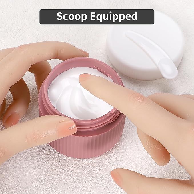 ME.FAN Travel Containers for Toiletries, TSA Approved 2 oz Silicone Cream Jars, Leak-proof Journey Containers, Trip Accessories with Lid for Cosmetic Face Hand Body Cream 4 Pack White Lid Morandi