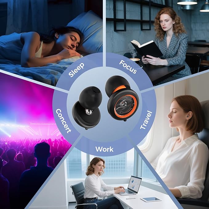 Senvok Ear Plugs for Sleeping Noise Cancelling with 50dB NRR - 3 Adjustable Noise Reduction Levels - Soft Reusable Silicone Hearing Protection Earplugs for Sleep, Work, Travel (Black)
