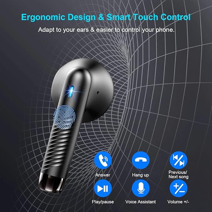 Wireless Earbuds, Bluetooth 5.4 Earbuds Stereo Bass, Bluetooth Headphones in Ear Noise Cancelling Mic, Sports Earphones IP7 Waterproof, 32H Playtime USB C Mini Charging Case Ear Buds for Android iOS