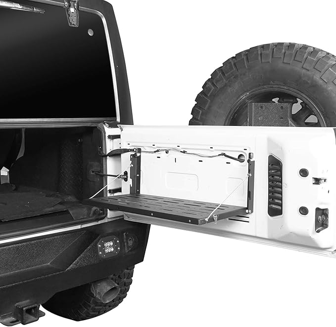 Hooke Road JK Wrangler Tailgate Table Metal Storage Rack Foldable Cargo Shelf for 2007-2018 Jeep Wrangler JK & Unlimited
