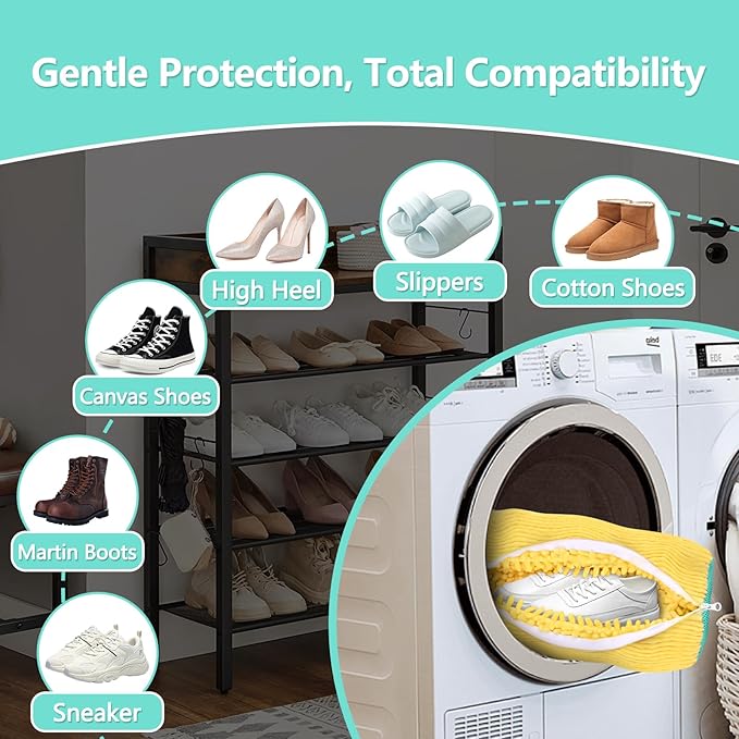 Shoe Washing Machine Bag, Shoe Cleaning Bag, Reusable Laundry Shoes Bag for Washer & Dryer Cleans & Protects All Shoes Types 4PCS (Yellow)