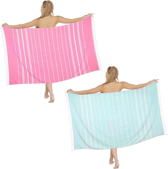 Beach Towel 2 Pack,Sand Free Beach Towels Oversized 39 x 72,Turkish Beach Towel Quick Dry Towel,Lightweight Pool Towels for Adults Travel Towel,Super Absorbent Towels Beach Essentials