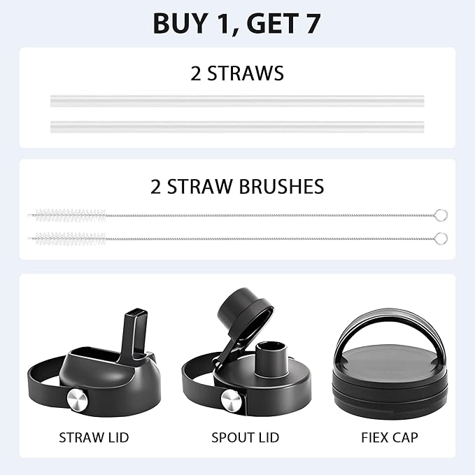 HYDROWION 32 oz Insulated Water Bottle, Car Water Bottle Holder - Double Wall Vacuum Insulated Travel Bottle with Straw Lid, Spout Lid and Flex Cap - Cold for 24H, Hot for 12H, Cobalt