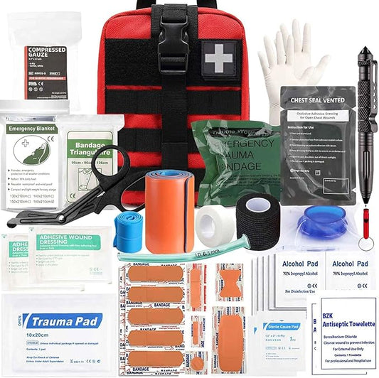 Ifak Trauma Kit, 74 Piece Upgrade Tactical First Aid Supplies, Molle Ifak Pouch Rip Away Refill Supplies for Survival Camping Hiking Travel