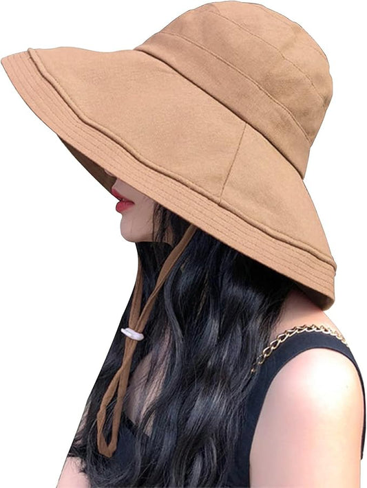 Wide Brim Bucket Hat - UPF50+ Protection Travel Beach Sun Hat with Semi-Rigid Adjustable Foldable Brim