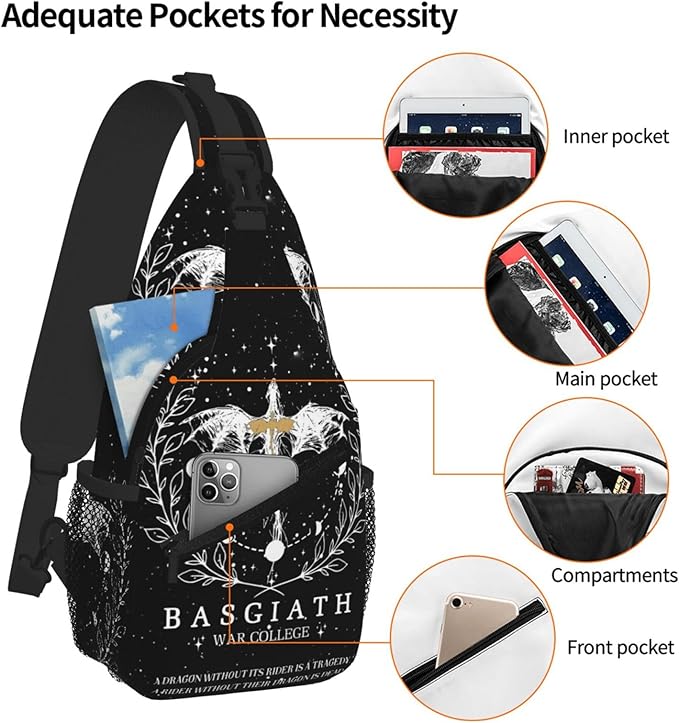 Fourth Dragon Wing Crossbody Bag Trendy Sling Bag Bakpack Casual Chest Bags Daypack For Hiking Walking Travel Running(3)
