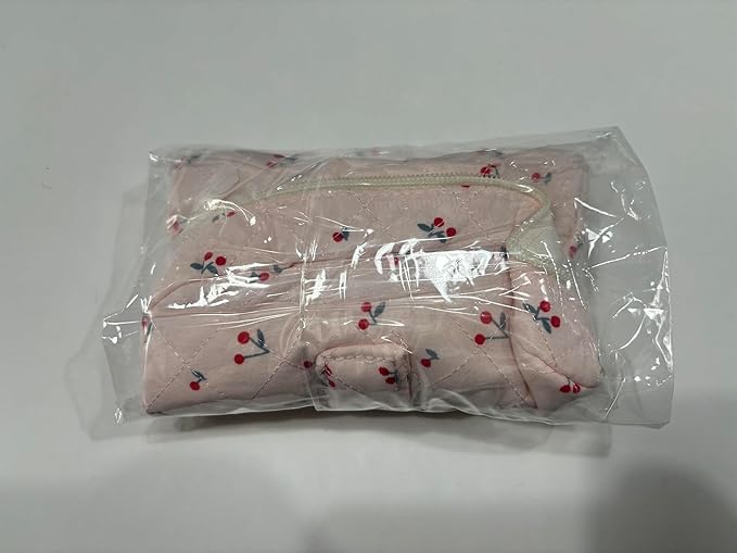 Prite Large Cosmetic Bags for Women Cute Makeup Bag Floral Coquette Aesthetic Toiletry Bag Travel Make Up Organizer Bag (Cherry)