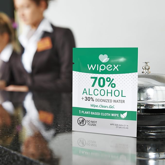 Wipex 70% Isopropyl Alcohol Wipes - Individually Wrapped Sachets, Electronic & Tech Wipes in Dispensing Box, 100 Count (Pack of 1)