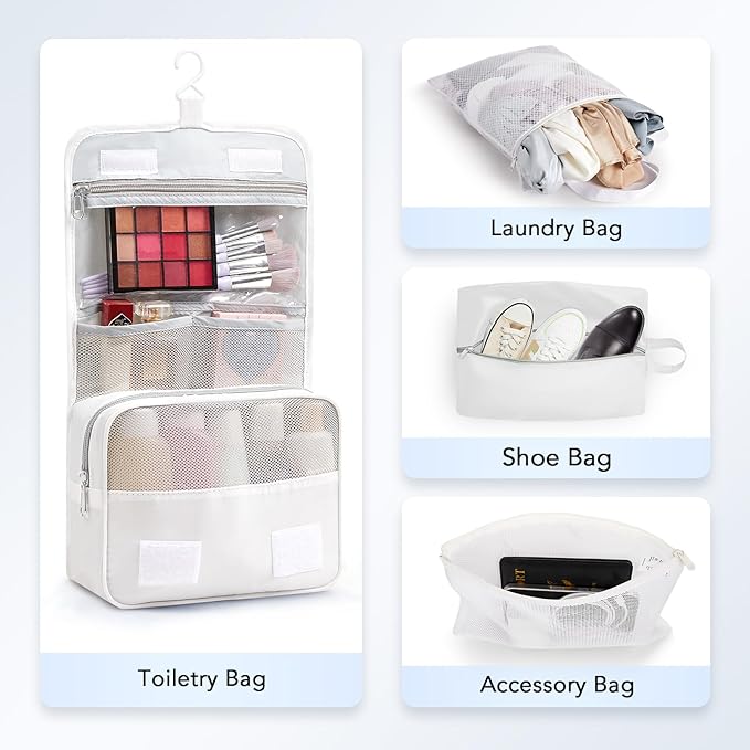 8 Set Compression Packing Cubes for Travel Essentials,Compressible Expandable Packing Cubes for Suitcase,OlarHike Luggage Organizer Bags for Travel,Handy Helper for Organizing Clothes(White)