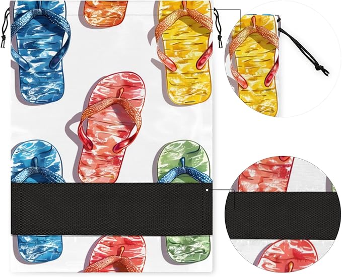 Slippers Travel Shoe Bag Waterproof Portable Shoe Bags for Storage with Drawstring Breathable Mesh Washing Organizer for Laundry Sneakers Boots Dance Shoes