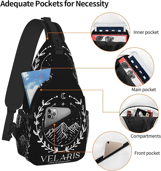 Velaris City Of Starlight Crossbody Bag Trendy Sling Bag Bakpack Casual Chest Bags Daypack For Hiking Walking Travel Running(5)