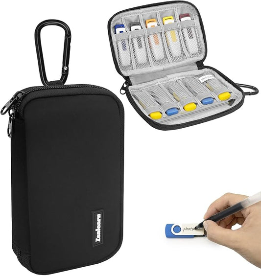 Flash Drive Case with Labels, 10 Slots Thumb Drive Holder, USB Case Organizer,for SanDisk/SamData/Samsung USB Flash Drives Jump Drive Memory Stick, SD Card, Black