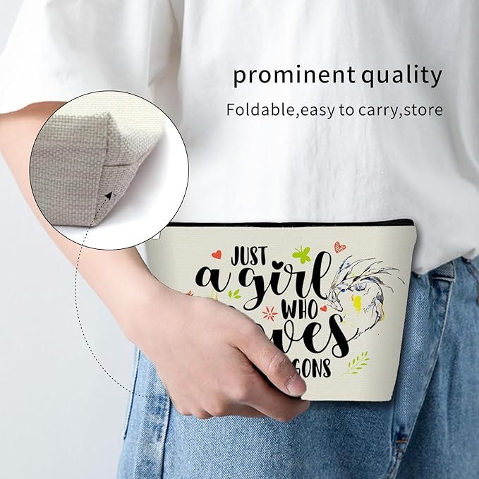 Dargon Makeup Bag Mom Gift: Perfect Cosmetic Bag Just A Girl Who Love Dargons For Daughters, Sisters, Friends,Teen Girls & Women.Ideal Gift For Travel, Birthdays, & Christmas.